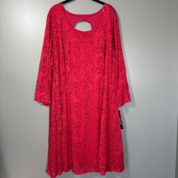 Avenue NWT Red Lace Midi Shift Special Occasion Dress - 30/32 - Womens Plus Size - Picture 1 of 10